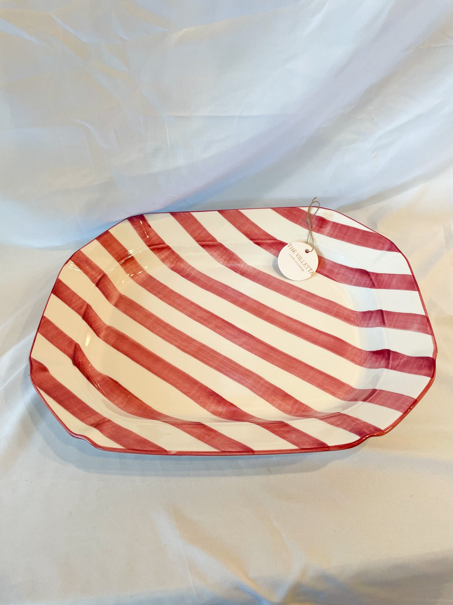 LA Pottery Pink Pool Stripe Platter