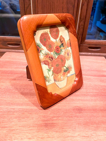 Retro 1960s Frame With Van Gogh Sunflowers Print