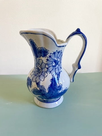 Vintage Blue And White Pitcher
