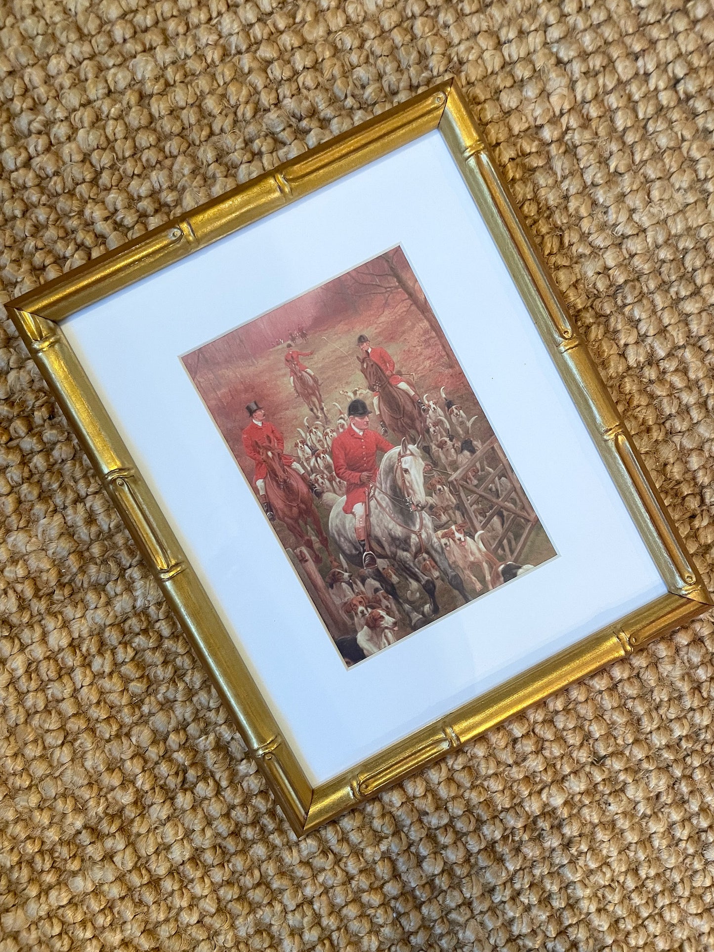 Equestrian Print in Bamboo Style Frame