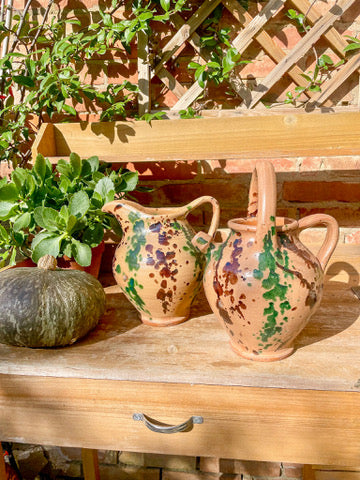 Antique terracotta Oil Or Wine Pourer Jug (Sourced In Cortona Italy) Set Of 2
