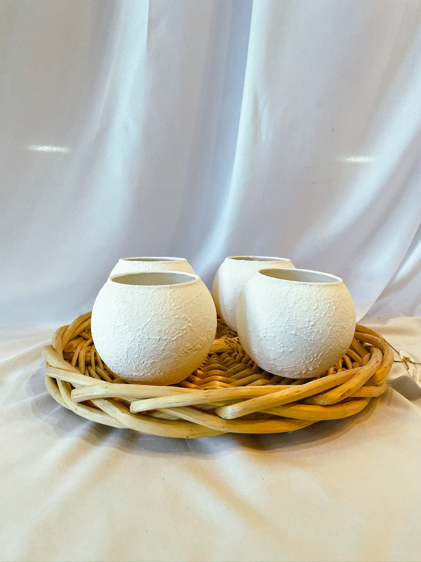 White Textured Tea Light Holders