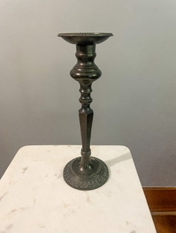 Antique Vintage Weighted Pewter Tapered Candlestick Holder