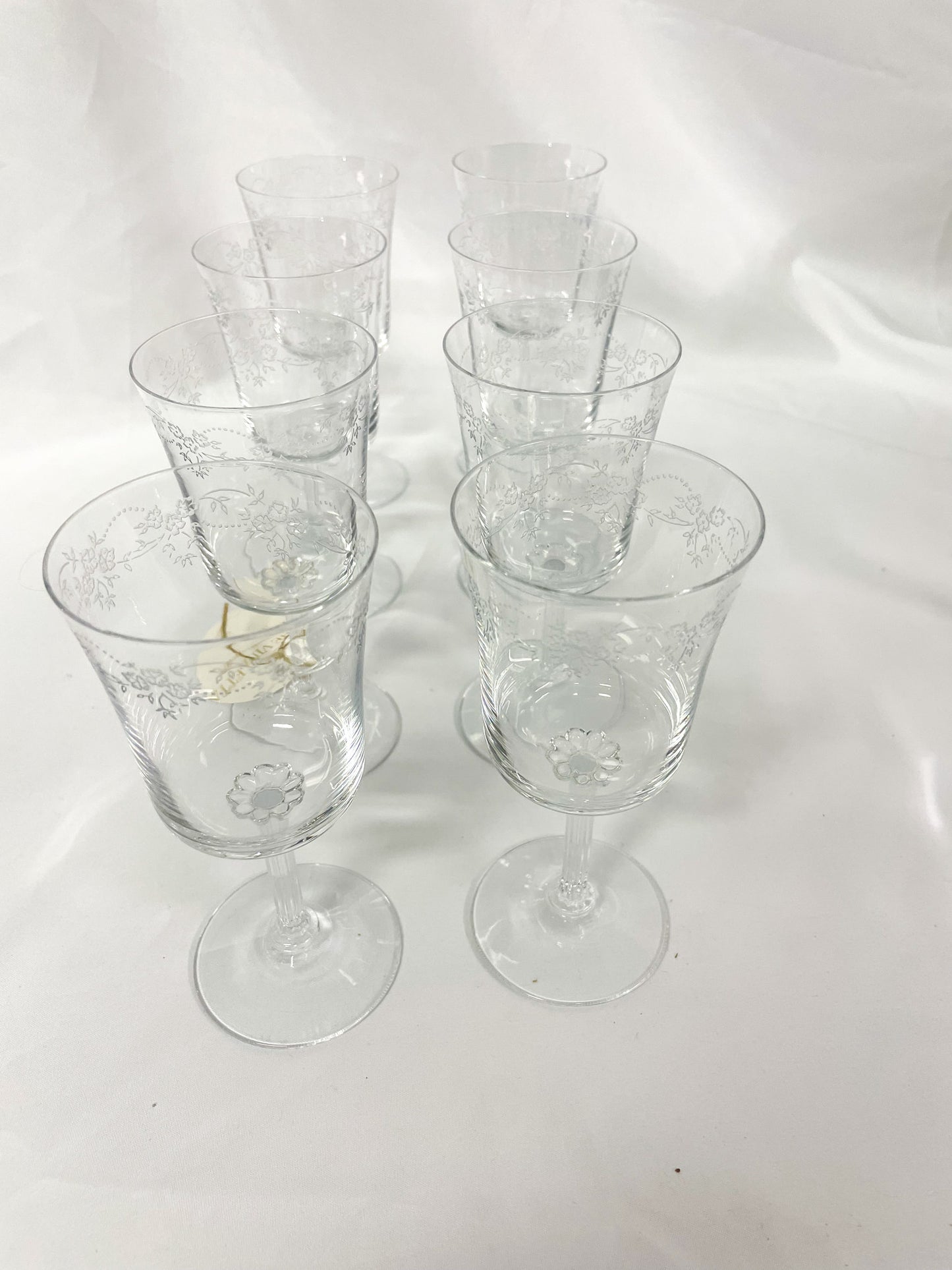 Vintage Etched Wine Glasses