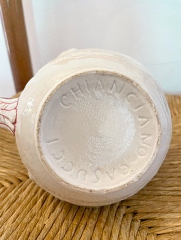 Vintage Pink And White Italian Ceramic Pitcher