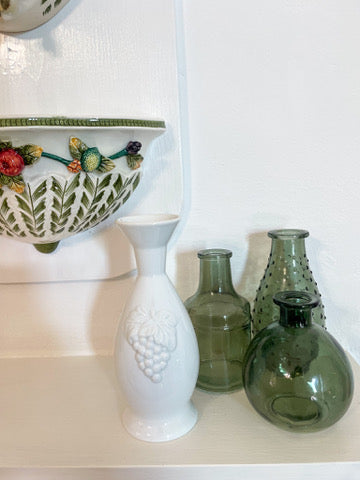 White Italian Ceramic Grape Vase