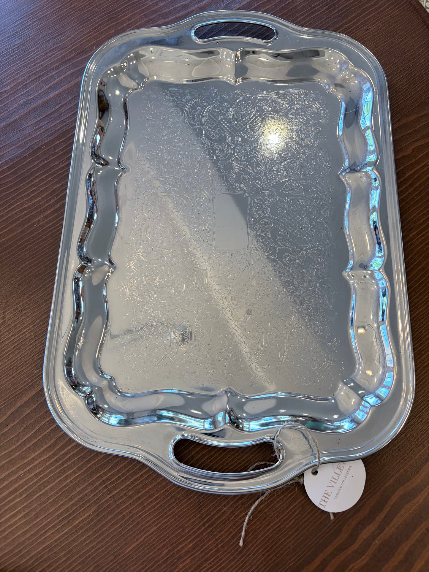 Large Rectangle Silver Tray
