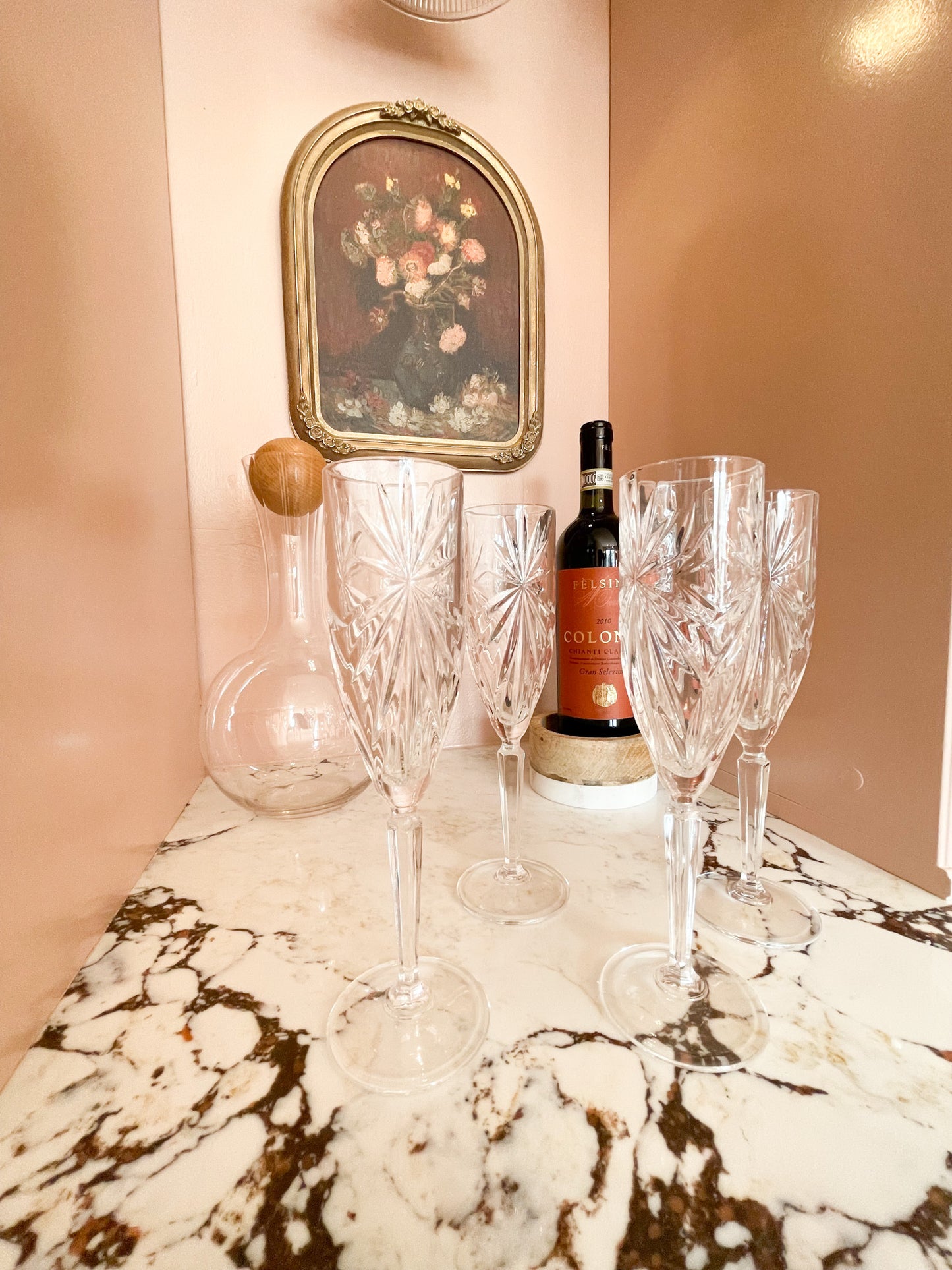 Vintage Crystal Champagne Glasses (Set of 4)