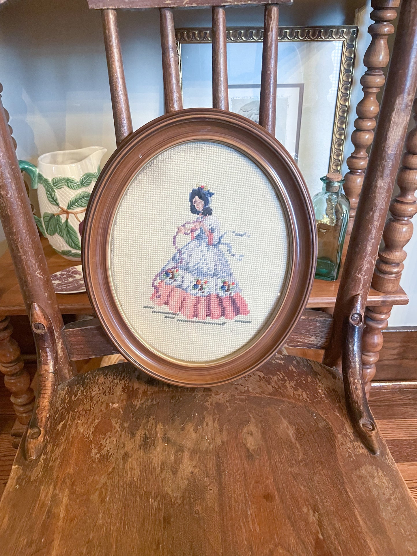 Vintage Needlepoint Lady