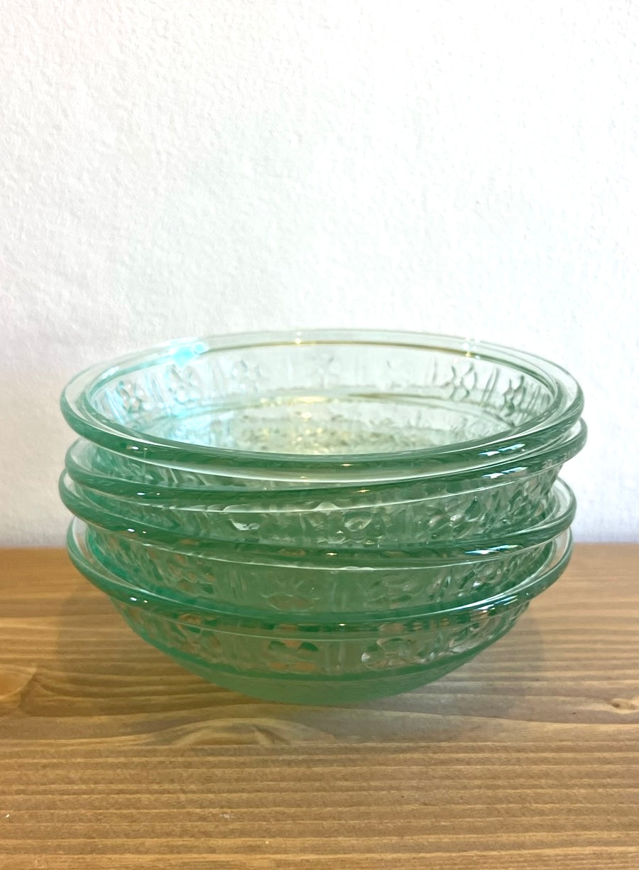 Green Glass Daisy Bowls