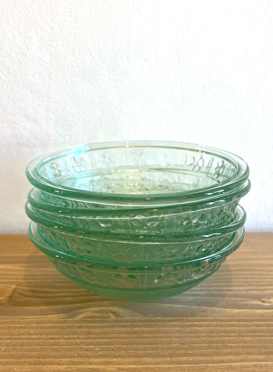 Green Glass Daisy Bowls