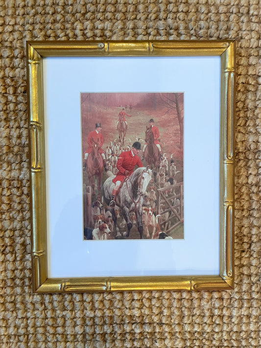 Equestrian Print in Bamboo Style Frame