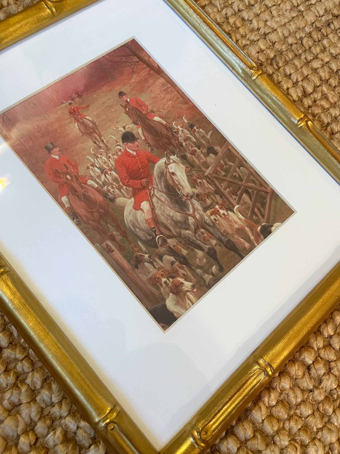 Equestrian Print in Bamboo Style Frame